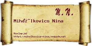 Mihálkovics Nina névjegykártya